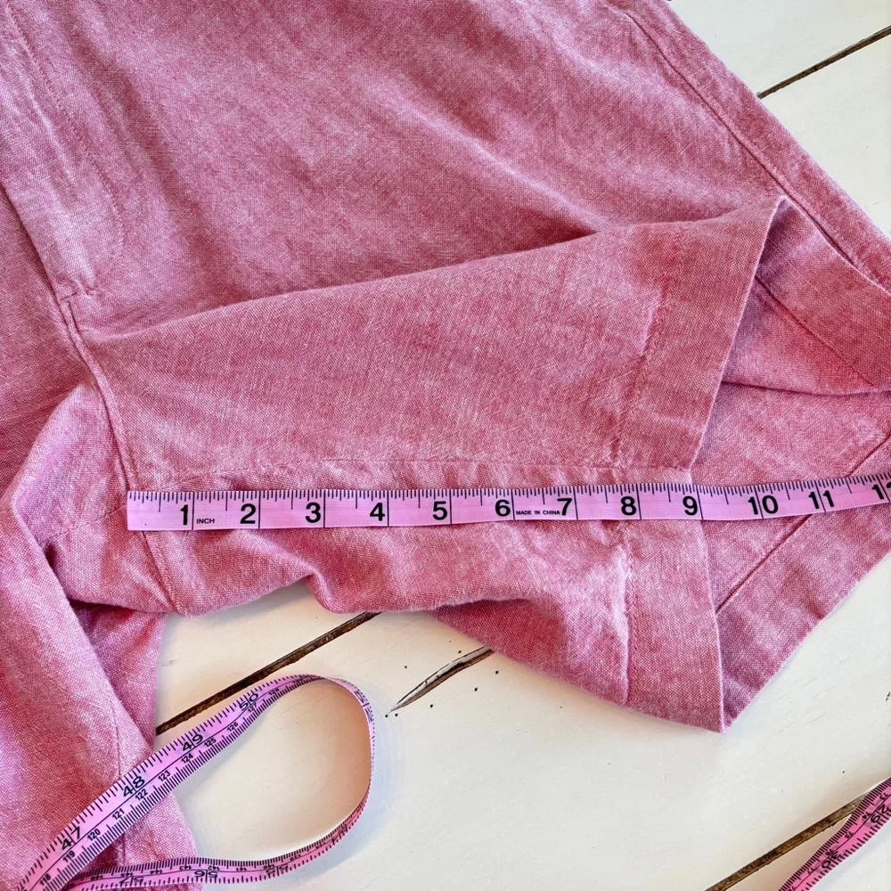 J. Crew Men’s Chino Shorts Size 38 Pink Linen Cotton Regular Fit Flat Front